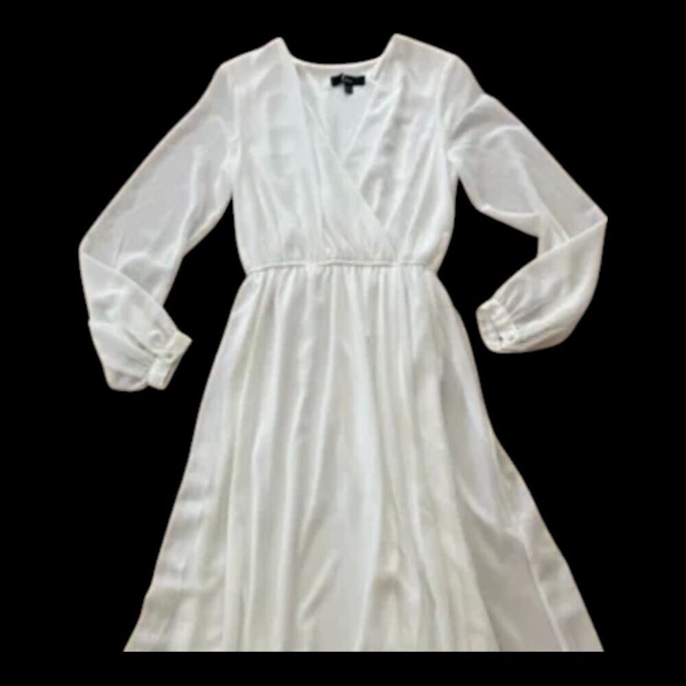 LULUS Water Lilies White Maxi Dress Chiffon High Leg Slit Size M NWT # - Picture 5 of 5